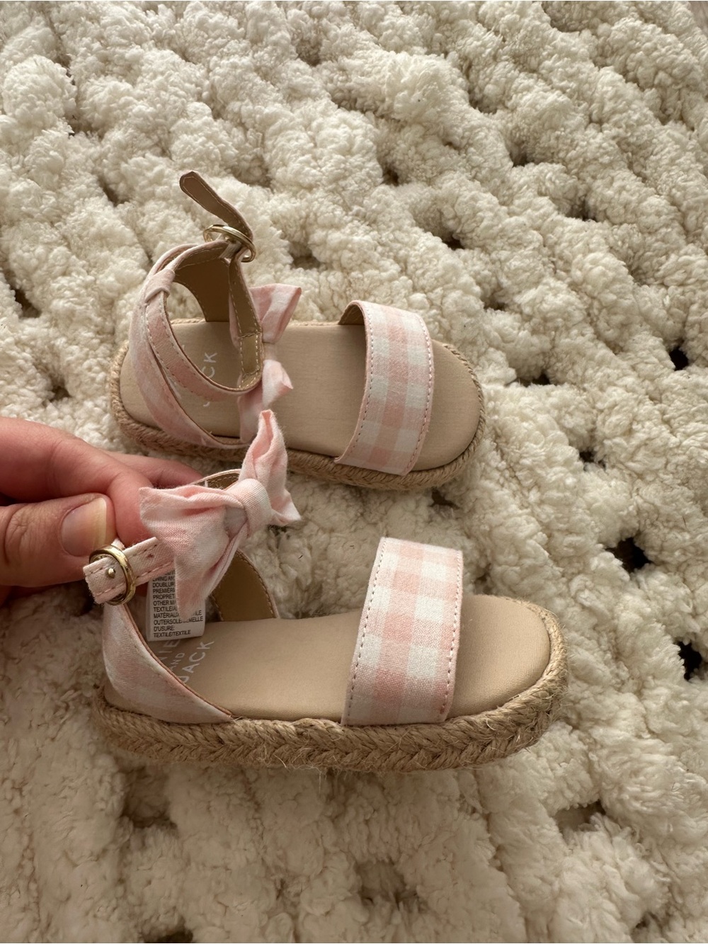 |Janie and Jack| Pink Gingham Espadrille Sandals
